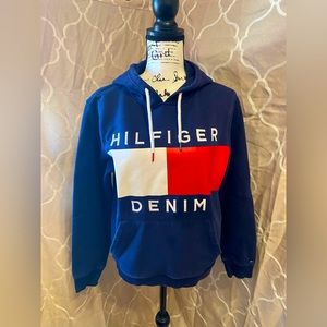 Tommy Hilfiger Denim Women’s Navy Blue Hoodie Sweatshirt Like-New Casuals Sz. M